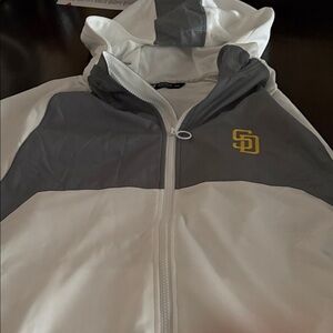 San Diego Padres White and Gray Hooded Zip Jacket